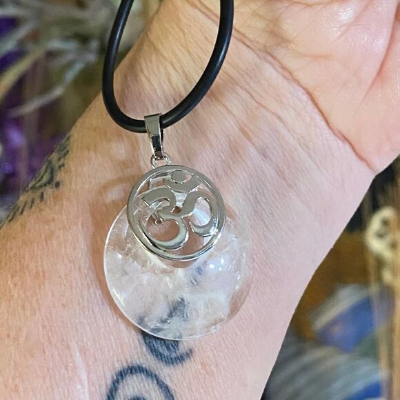 Rock Quartz OM Chakra Necklace - Picture 3 of 5